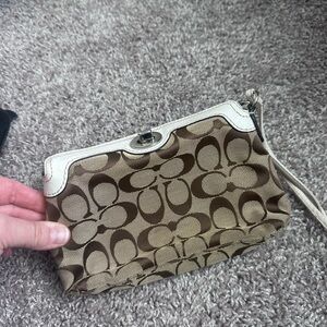 Coach Brown and Cream Wristlet